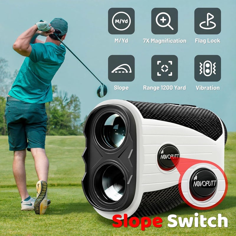 NOVOPUTT Golf Range Finder with Slope -1200 Yards Laser Rangefinder for Golf & Hunting,7X Magnification,Flag Locking Vibration,USB-C Rechargeable & Magnet Stripe,Best Golf Accessories Gift with Hard Shell Case - Image 4